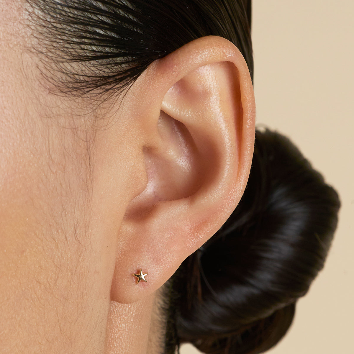 Star Small Piercing Stud in Solid Gold-Astrid & Miyu