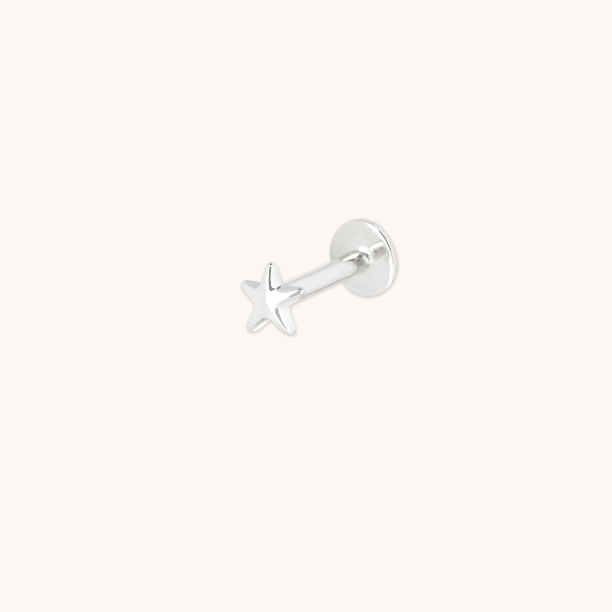 Star Small Piercing Stud in Solid White Gold-Astrid & Miyu