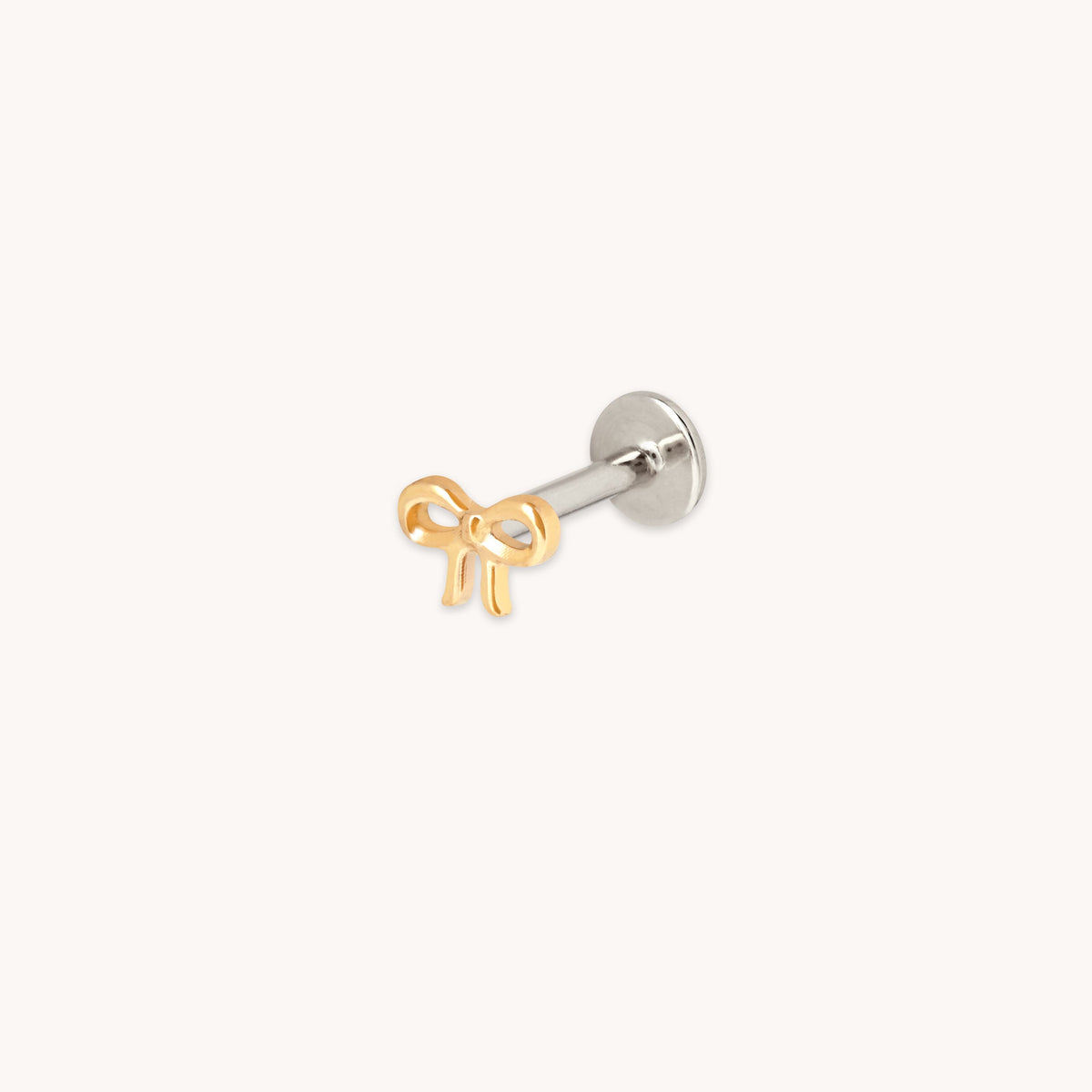 Bow Titanium Piercing Stud in Gold-Astrid & Miyu
