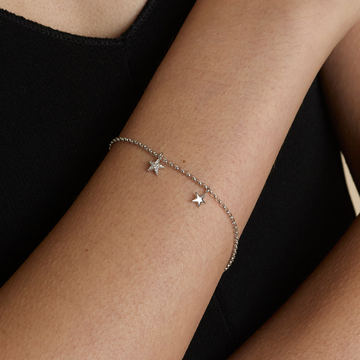 Pavé Star Charm 9k White Gold-Astrid & Miyu