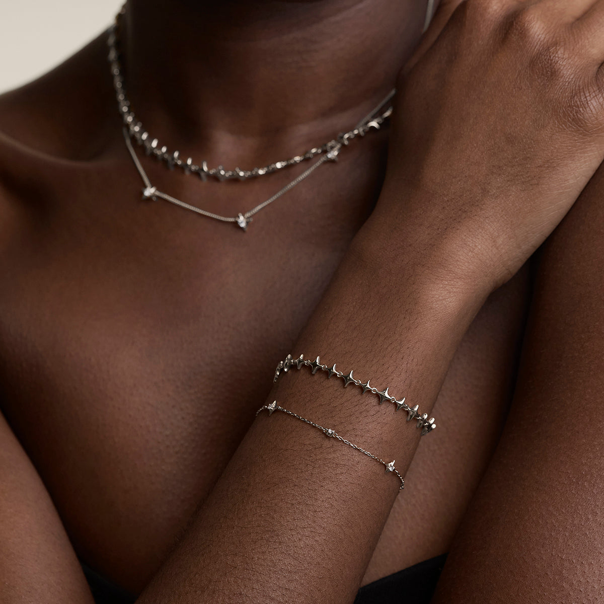Cosmic Star Chain Bracelet in Silver-Astrid & Miyu