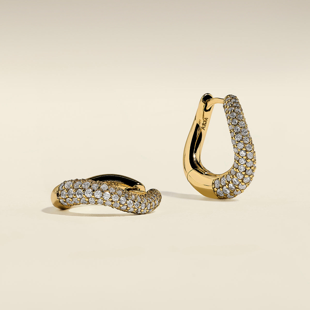 Wave Pavé Crystal Hoops in Gold-Astrid & Miyu