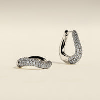 Wave Pavé Crystal Hoops in Silver-Astrid & Miyu