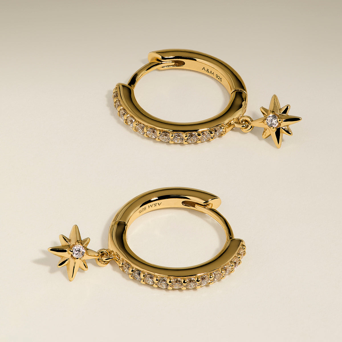 Twilight Star Pavé Hoops in Gold-Astrid & Miyu