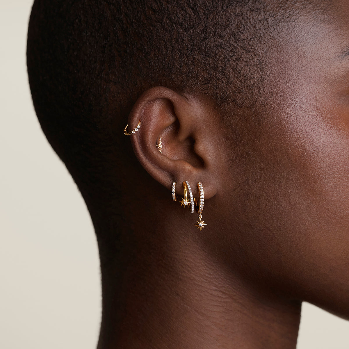 Twilight Star Pavé Hoops in Gold-Astrid & Miyu
