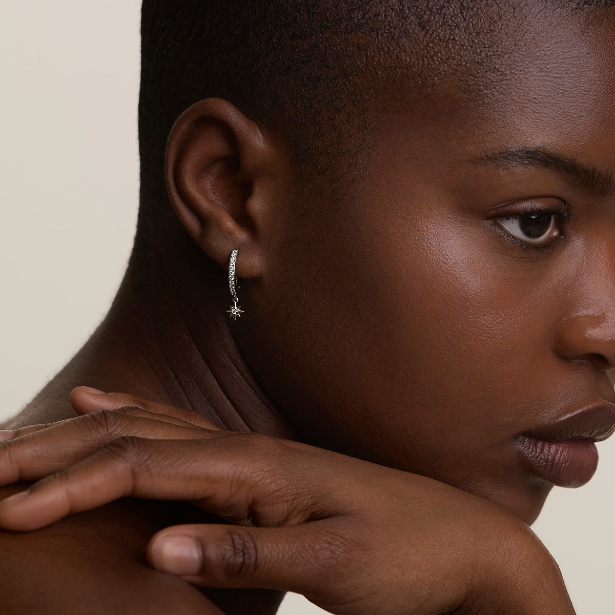 Twilight Star Pavé Hoops in Silver-Astrid & Miyu