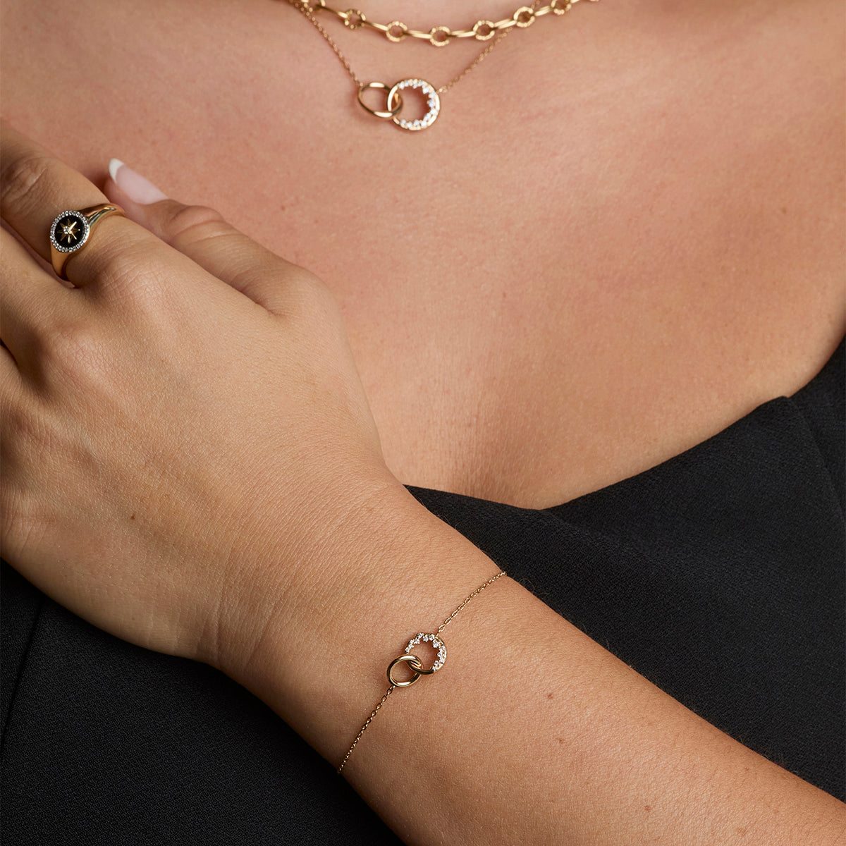 Orbit Crystal Pendant Bracelet in Gold-Astrid & Miyu