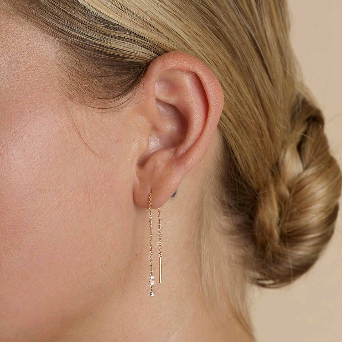 Crystal Thread Through Earrings in Gold-Astrid & Miyu