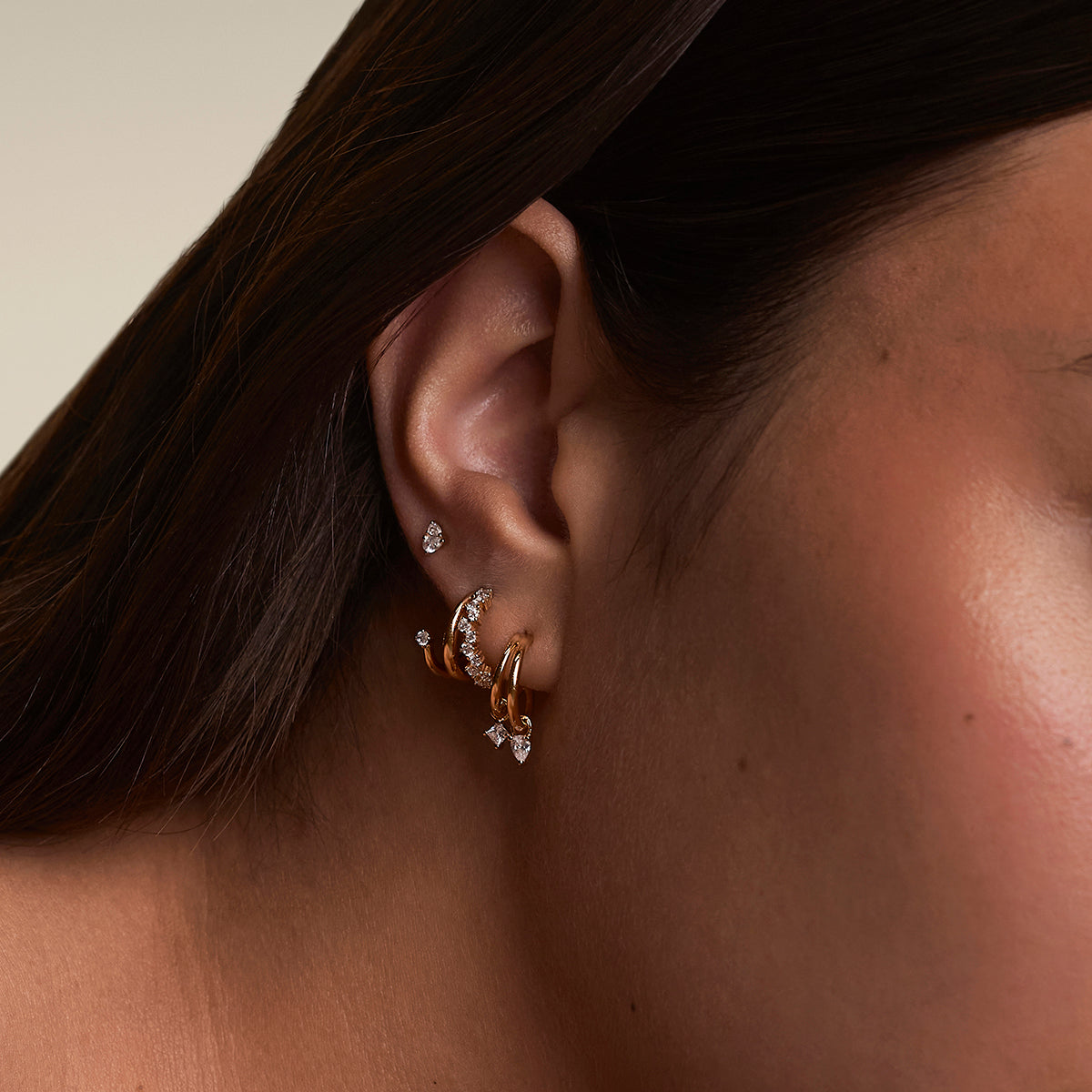 Illusion Spiral Huggies in Gold-Astrid & Miyu