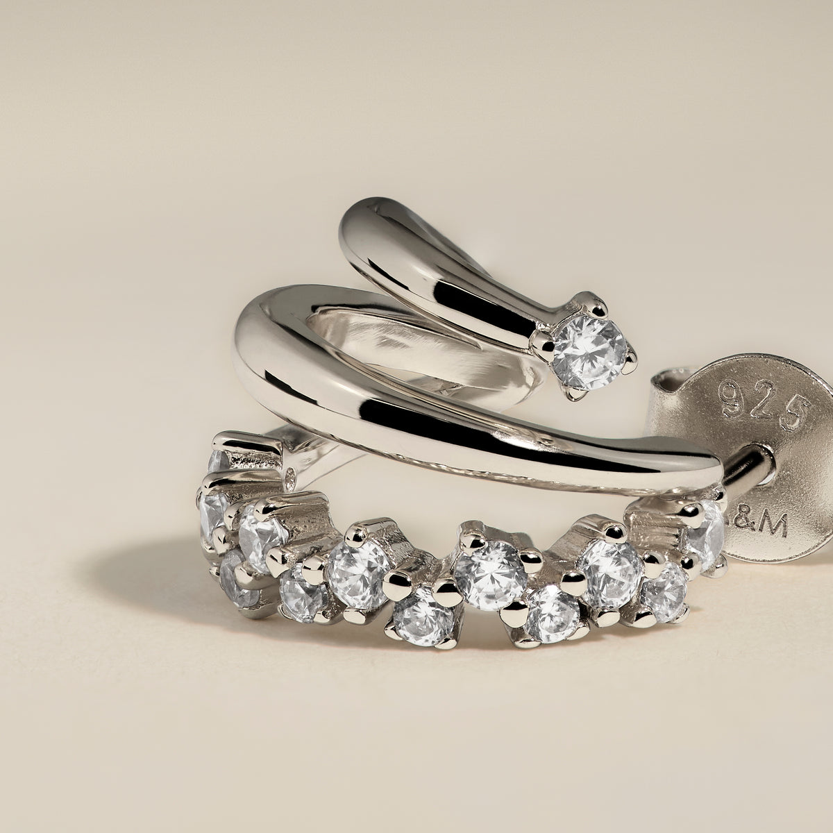 Illusion Spiral Huggies in Silver-Astrid & Miyu