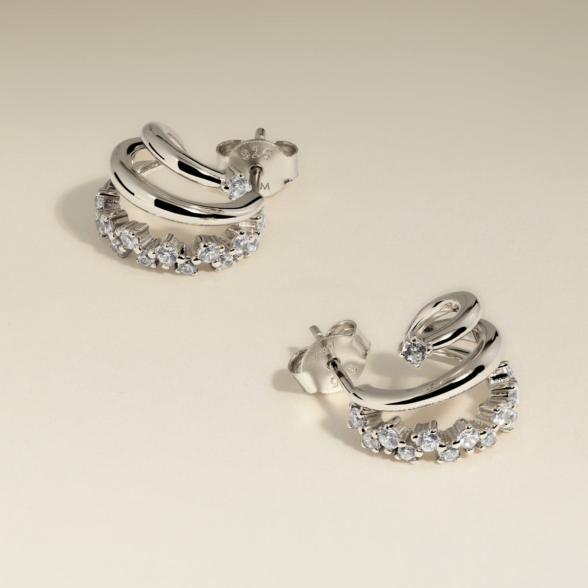 Illusion Spiral Huggies in Silver-Astrid & Miyu