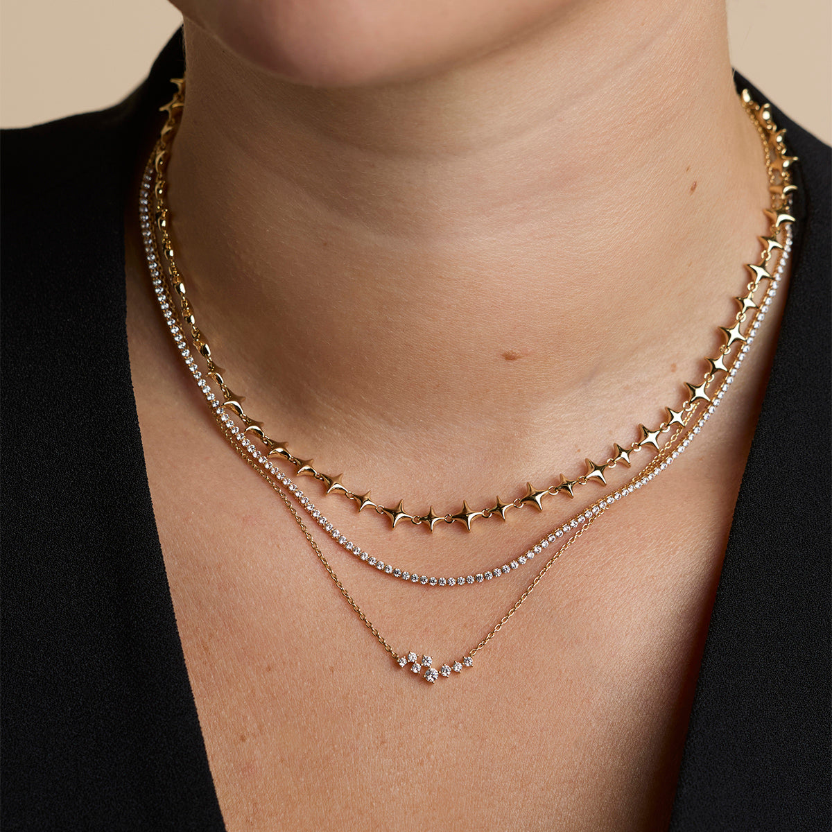 Crystal Scatter Necklace in Gold-Astrid & Miyu