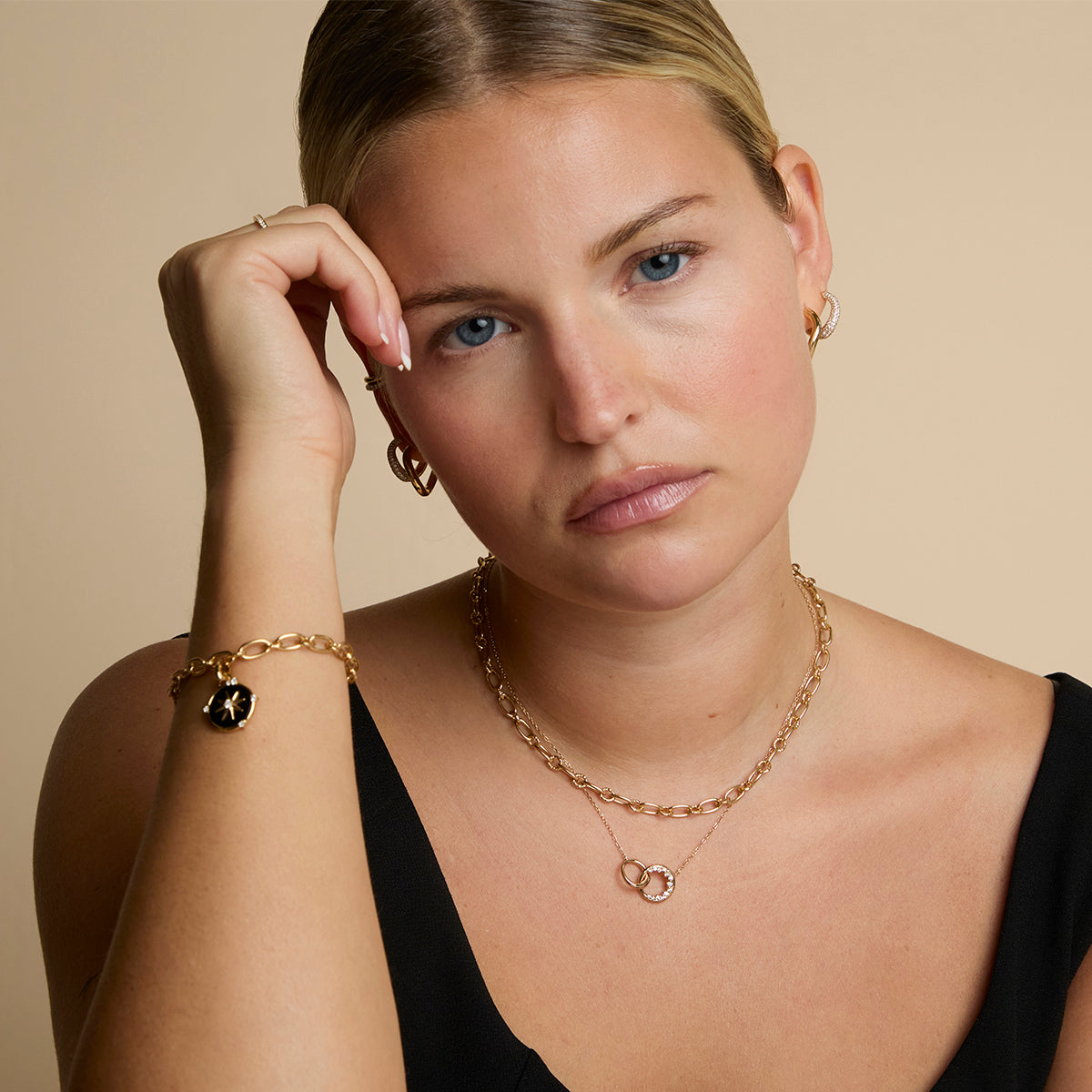 Orbit Crystal Pendant Necklace in Gold-Astrid & Miyu