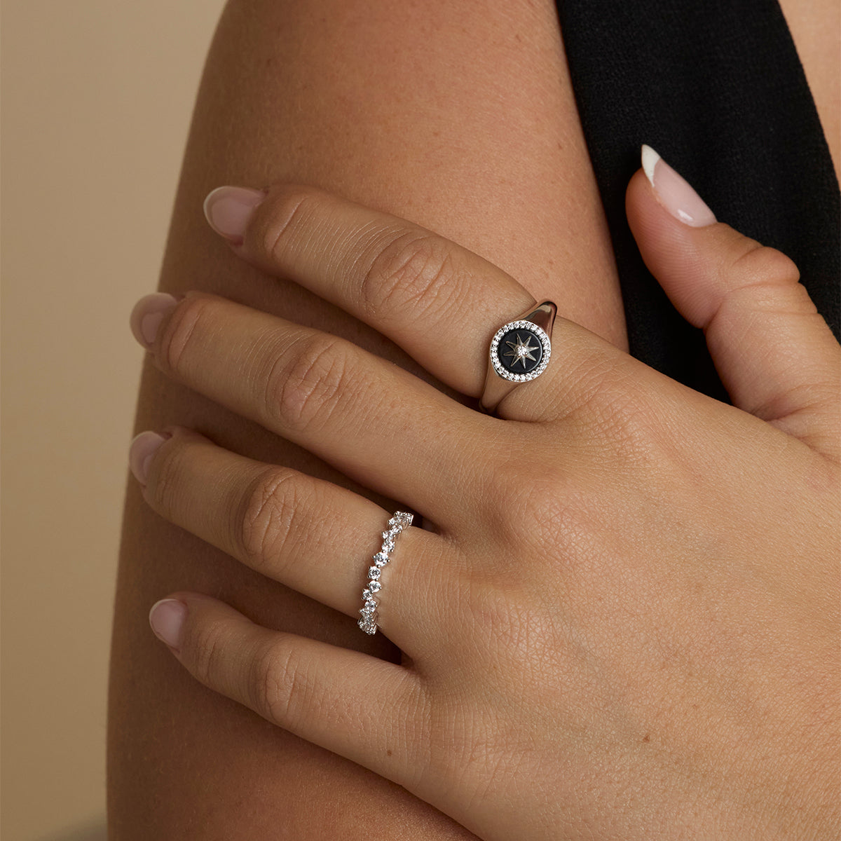 Crystal Scatter Band Ring in Silver-Astrid & Miyu