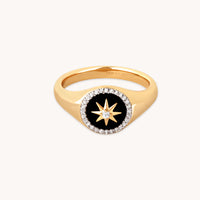 Black Star Signet Ring in Gold-Astrid & Miyu