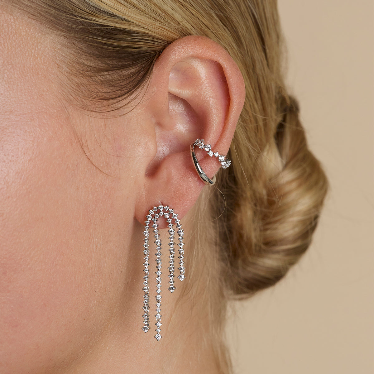 Crystal Scatter Drop Studs in Silver-Astrid & Miyu