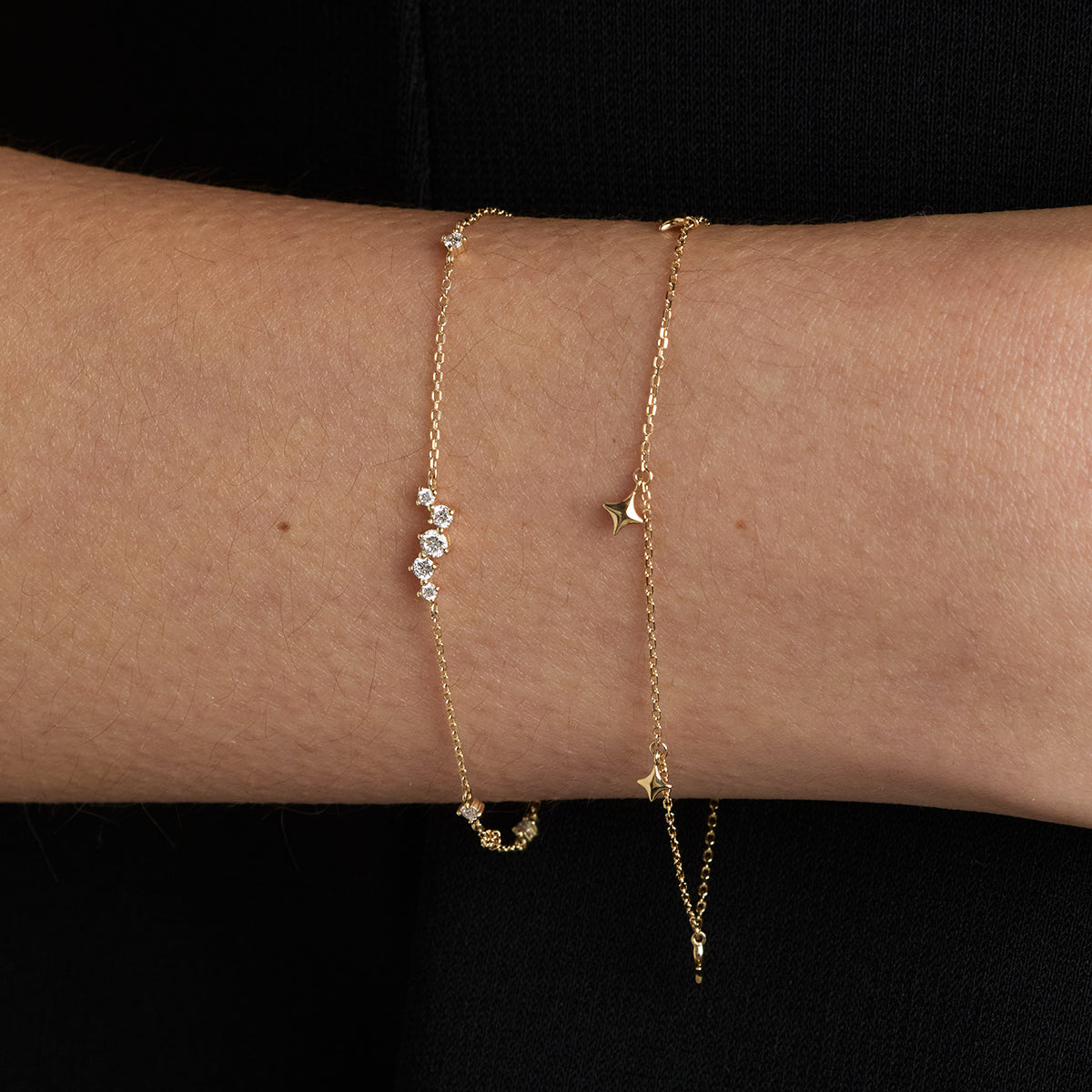 Cosmic Star Charm Bracelet in Solid Gold-Astrid & Miyu