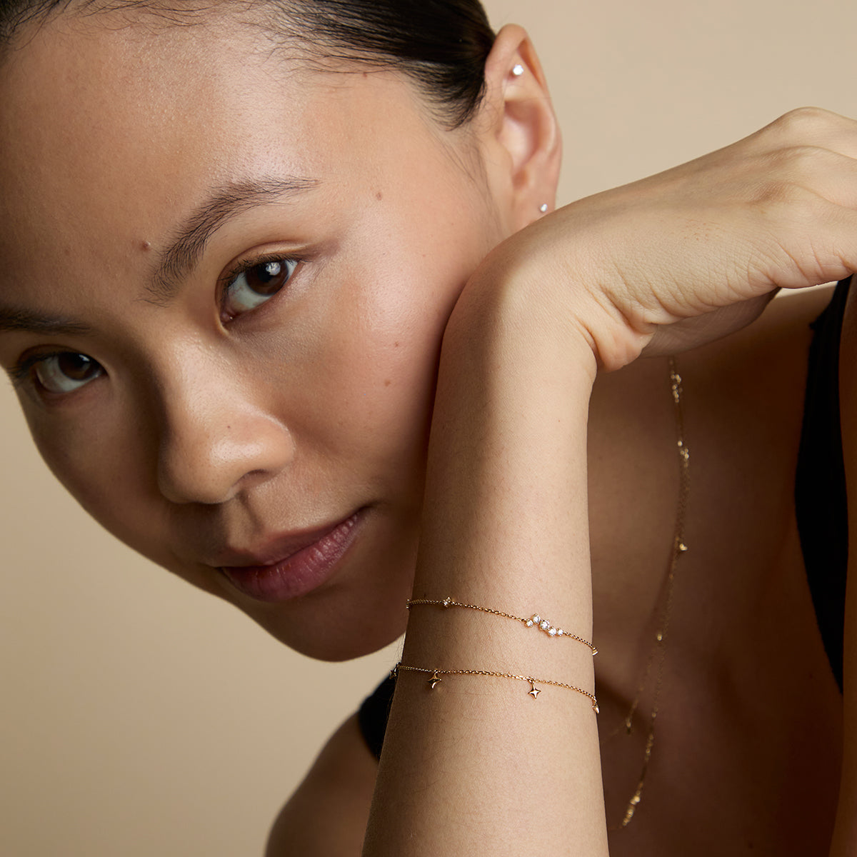 Cosmic Star Charm Bracelet in Solid Gold-Astrid & Miyu