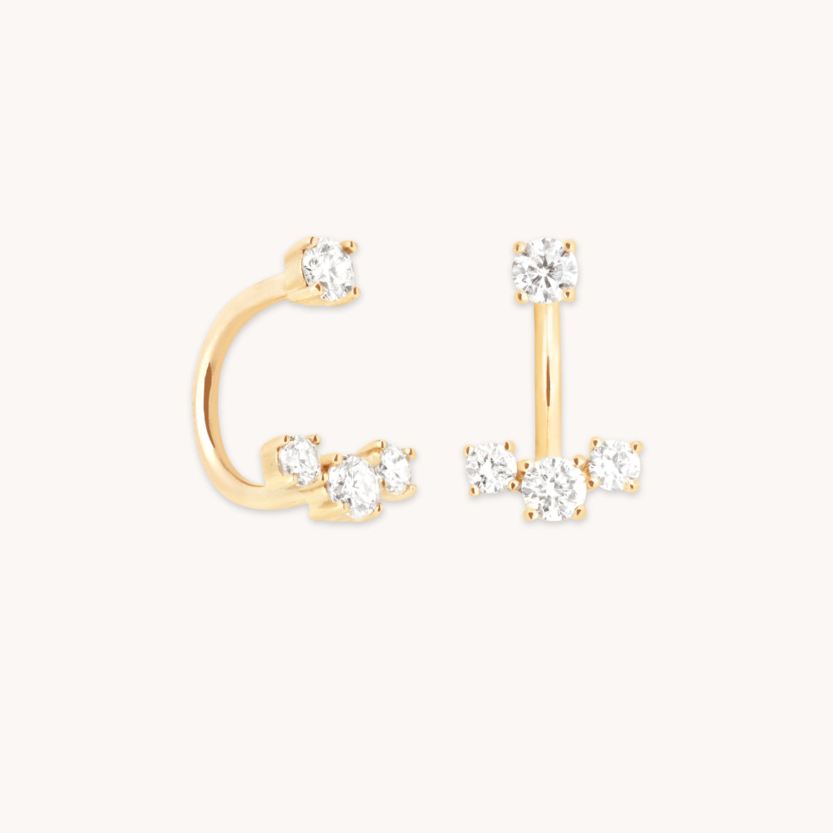 Diamond Trio Ear Jacket in Solid Gold-Astrid & Miyu