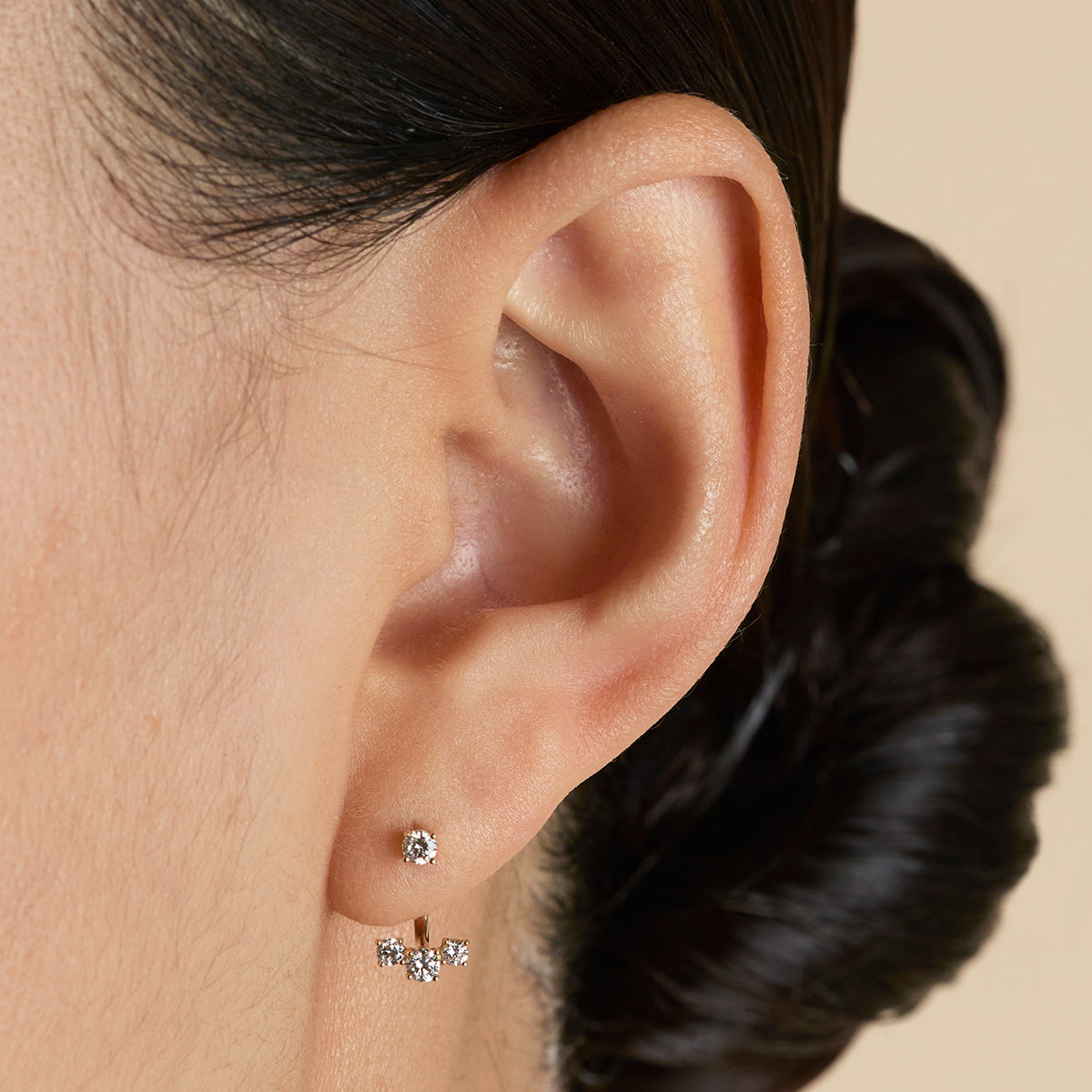 Diamond Trio Ear Jacket in Solid Gold-Astrid & Miyu