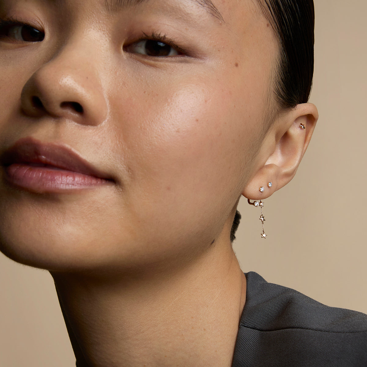 Diamond Ear Jacket in Solid Gold-Astrid & Miyu
