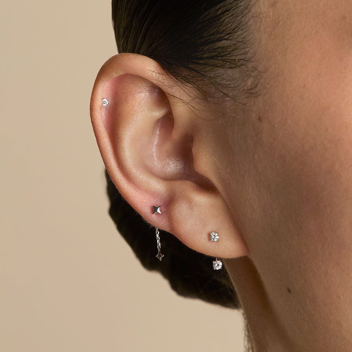 Diamond Ear Jacket in Solid White Gold-Astrid & Miyu