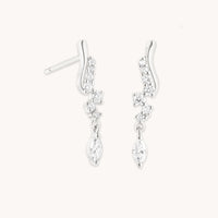 Diamond Wave Charm Studs in Solid White Gold-Astrid & Miyu