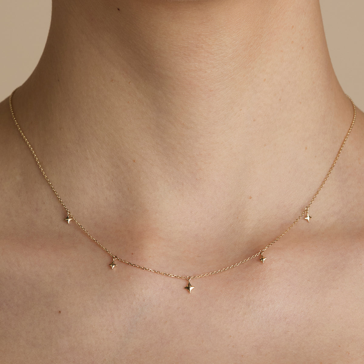 Cosmic Star Charm Necklace in Solid Gold-Astrid & Miyu