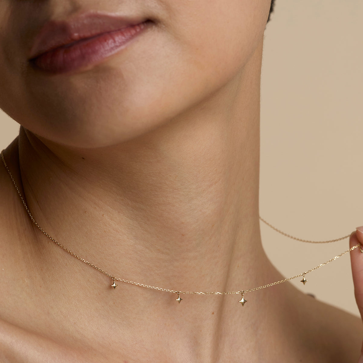 Cosmic Star Charm Necklace in Solid Gold-Astrid & Miyu