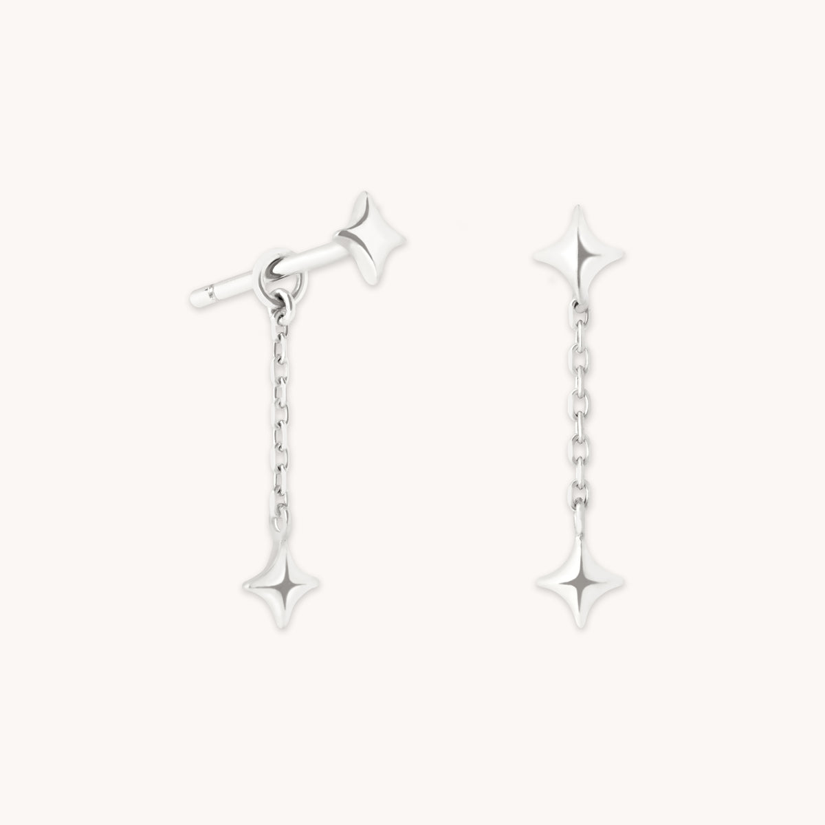 Cosmic Star Chain Studs in Solid White Gold-Astrid & Miyu