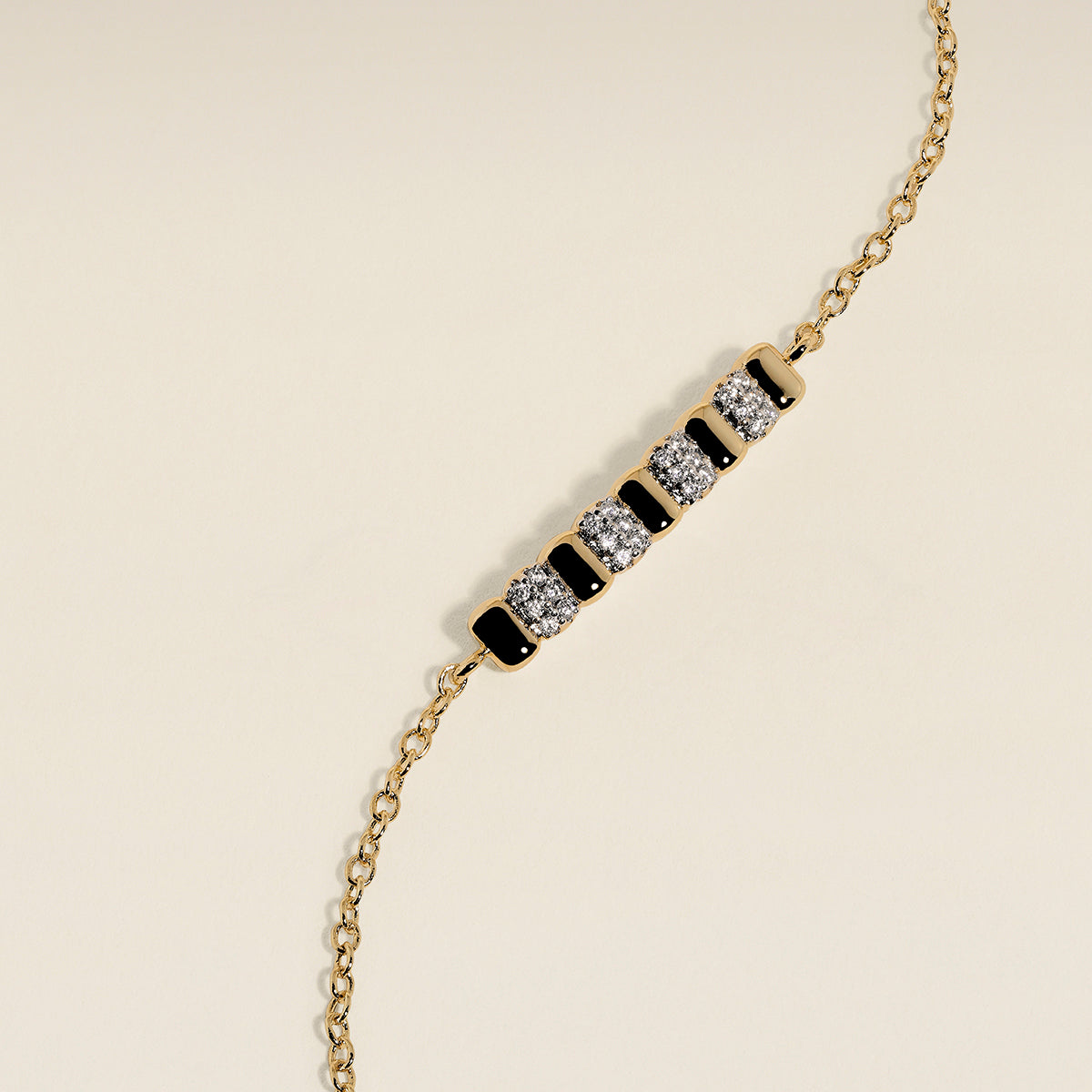 Crystal Ridged Bar Pendant Bracelet in Gold-Astrid & Miyu