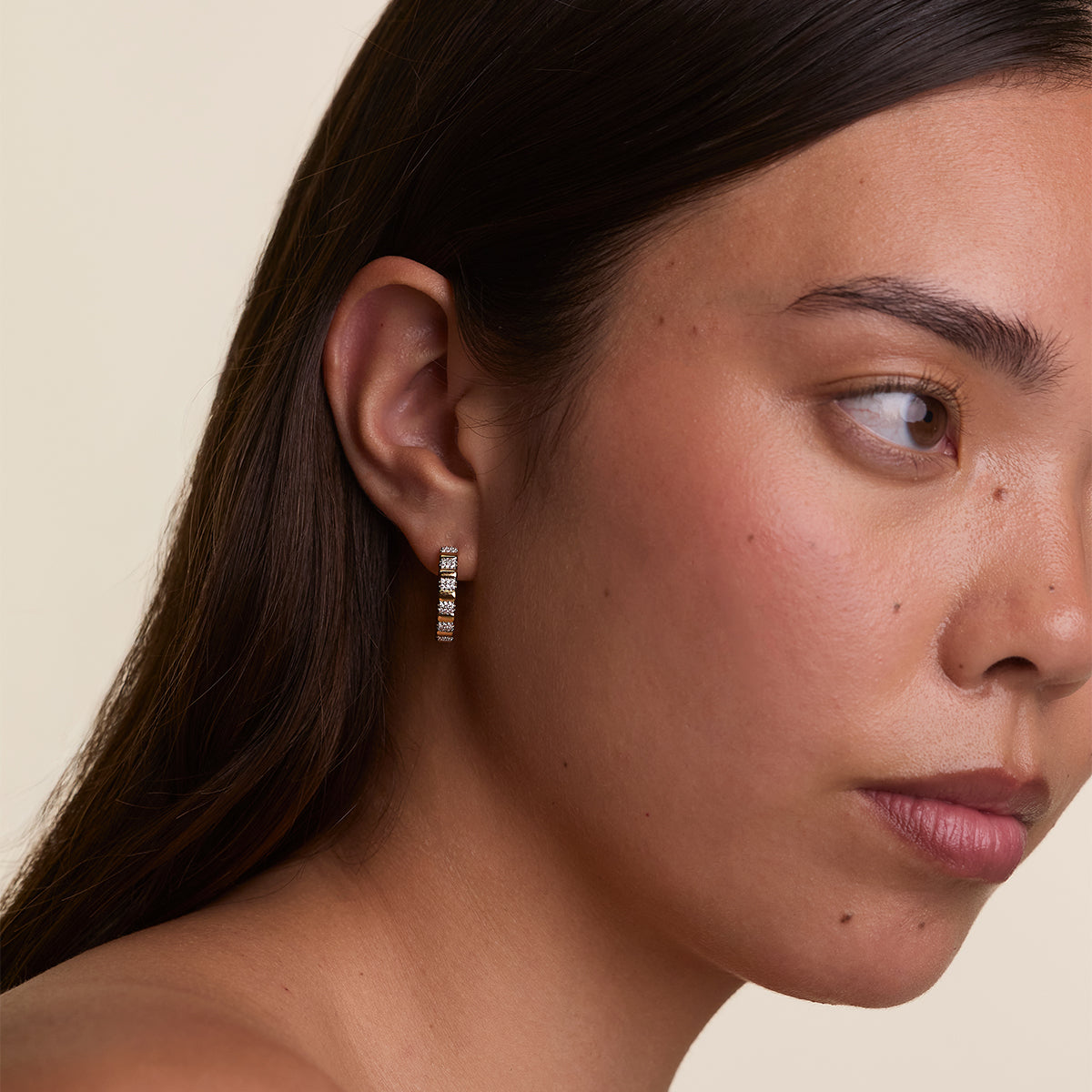 Crystal Ridged Hoops in Gold-Astrid & Miyu