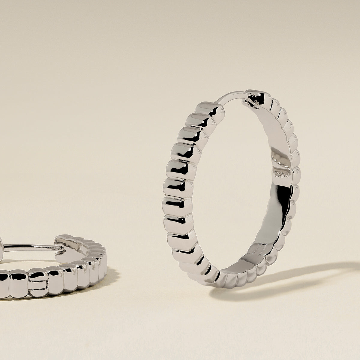 Ridged Hoops in Silver-Astrid & Miyu