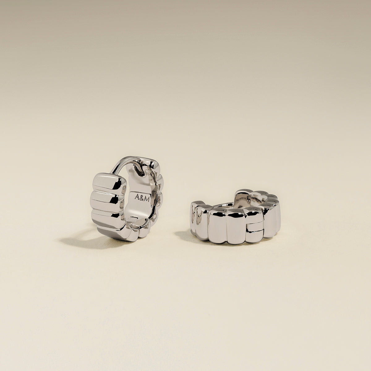 Ridged Huggies in Silver-Astrid & Miyu