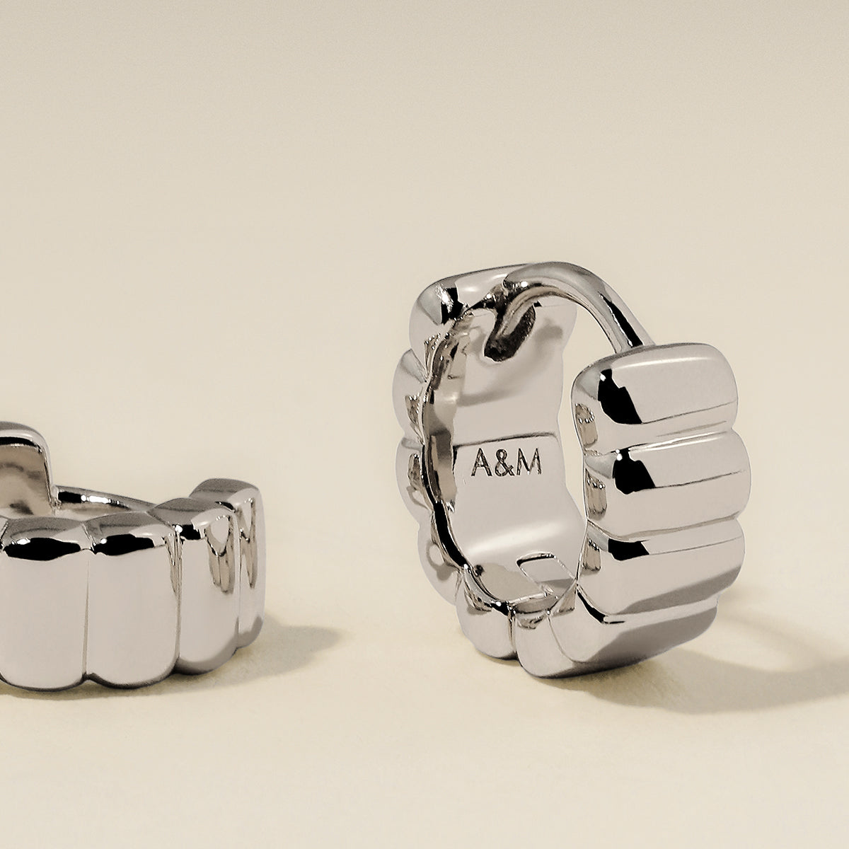 Ridged Huggies in Silver-Astrid & Miyu