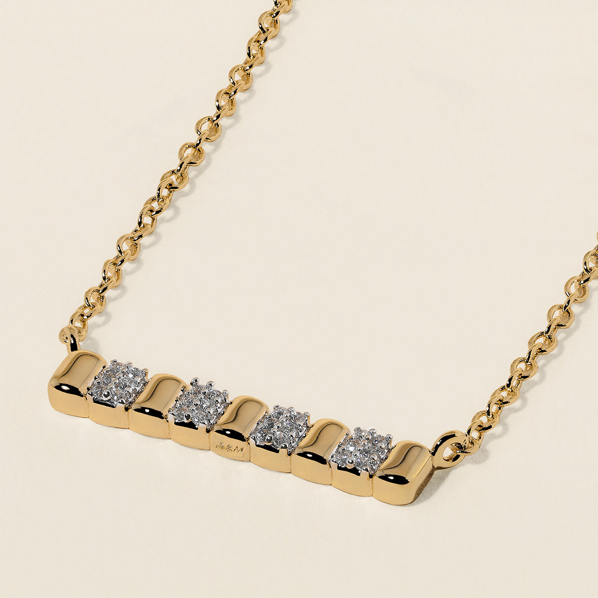 Crystal Ridged Bar Pendant Necklace in Gold-Astrid & Miyu
