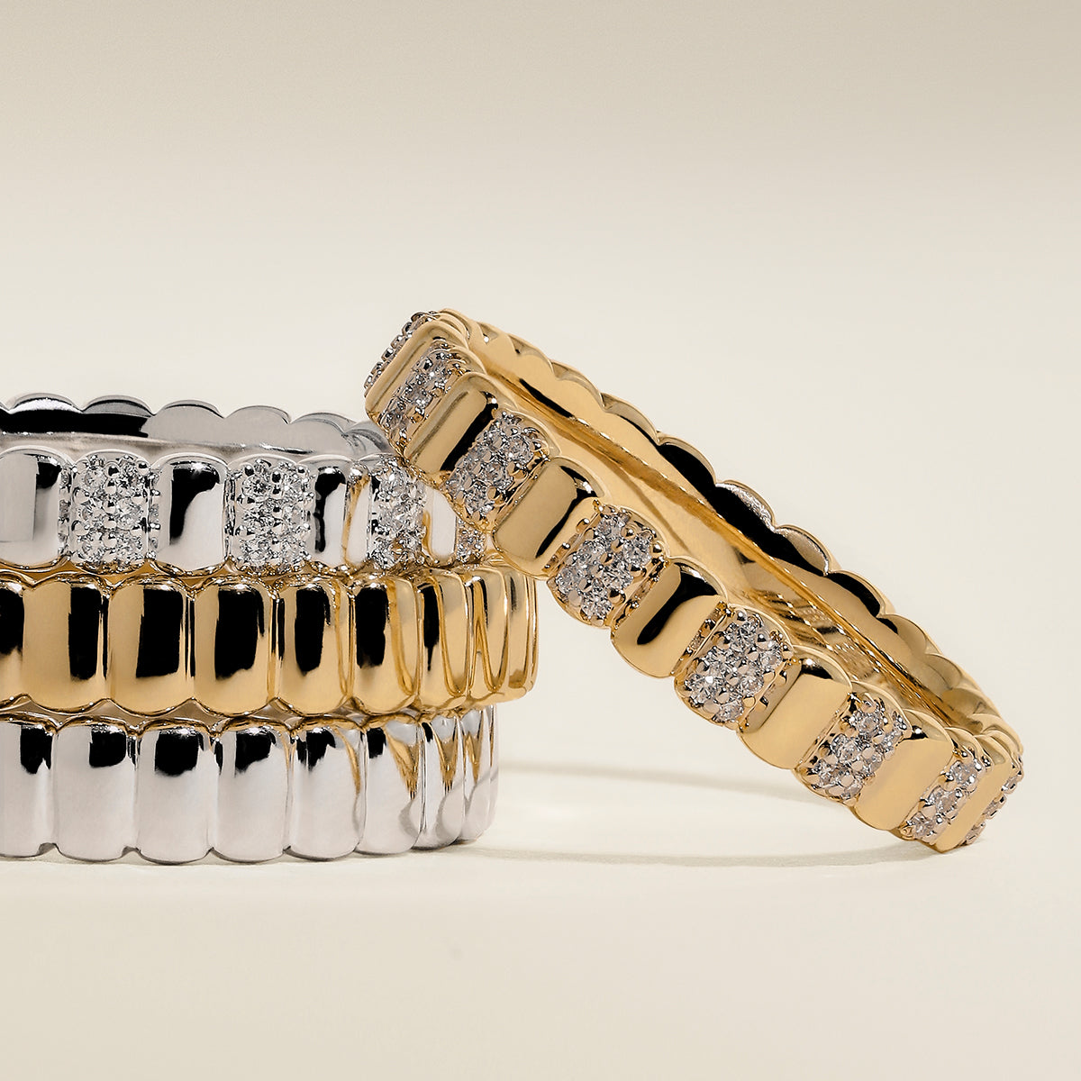 Crystal Ridged Ring in Gold-Astrid & Miyu