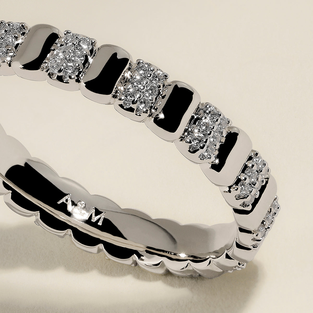 Crystal Ridged Ring in Silver-Astrid & Miyu