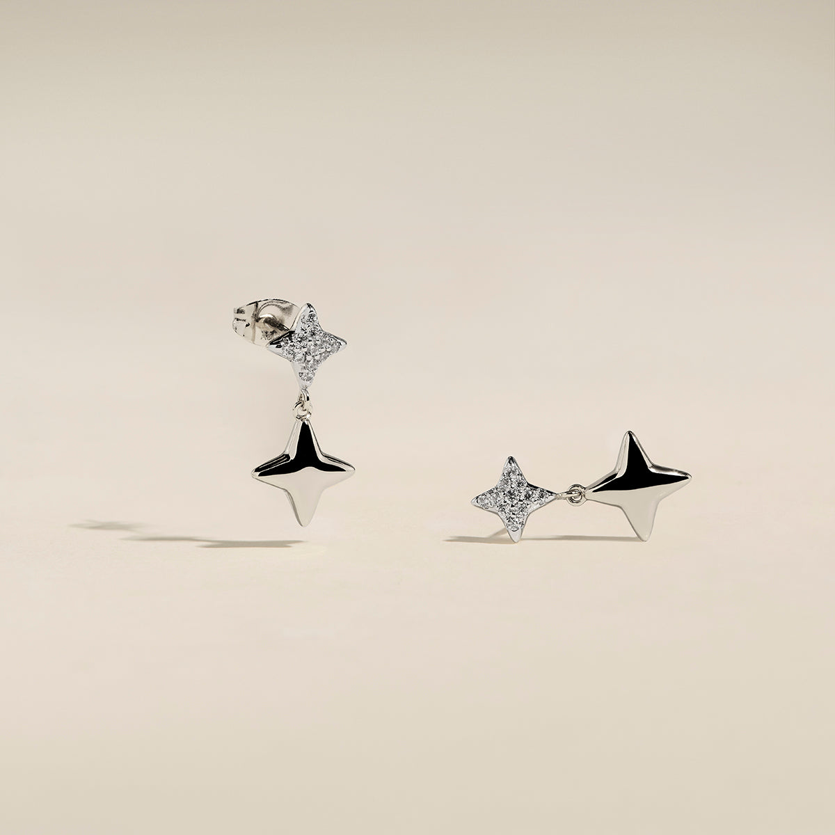 Pavé Cosmic Star Charm Studs in Silver-Astrid & Miyu