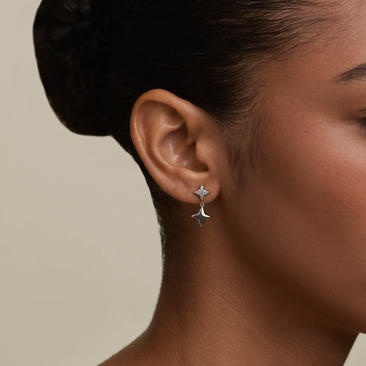 Pavé Cosmic Star Charm Studs in Silver-Astrid & Miyu