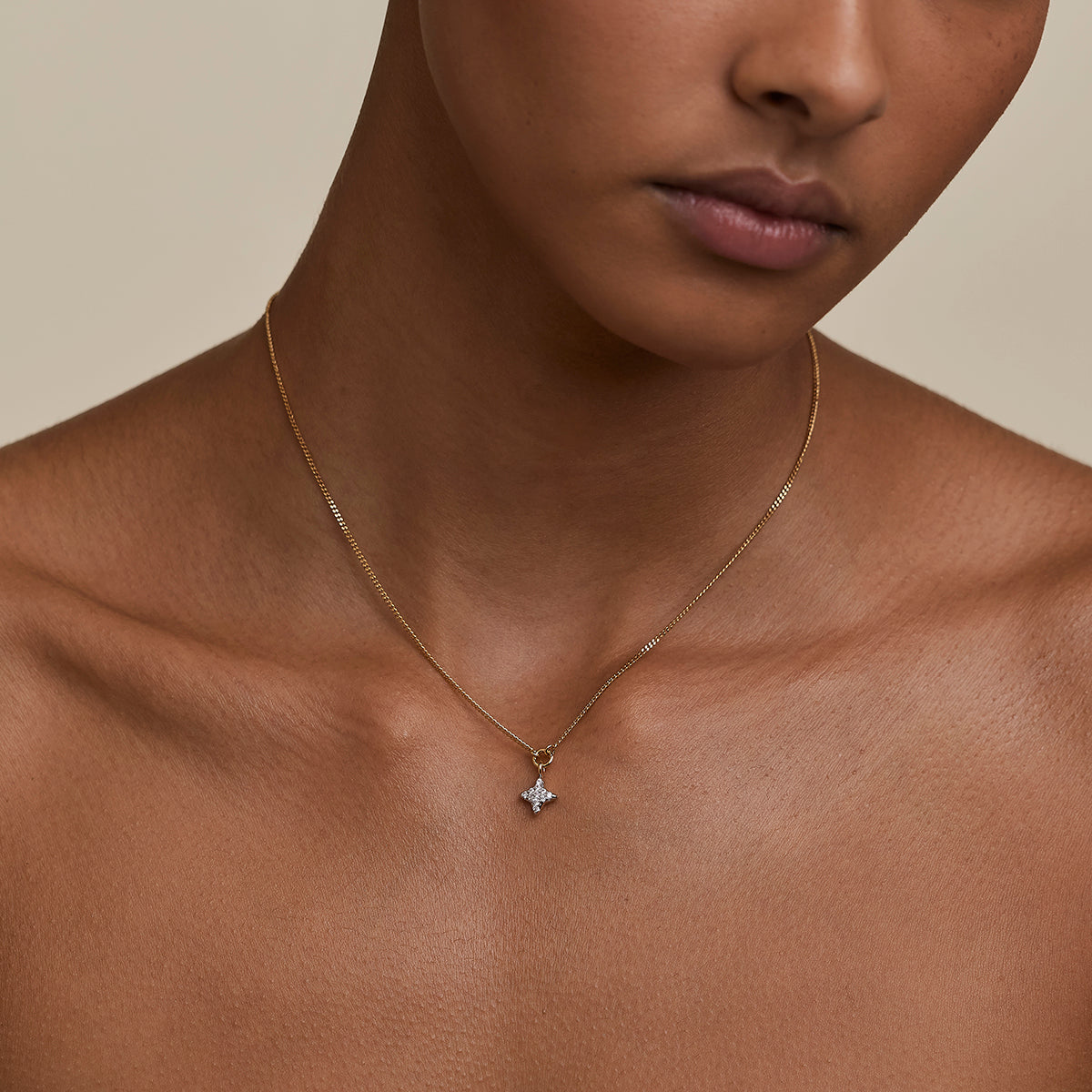 Pavé Cosmic Star Pendant Necklace in Gold-Astrid & Miyu
