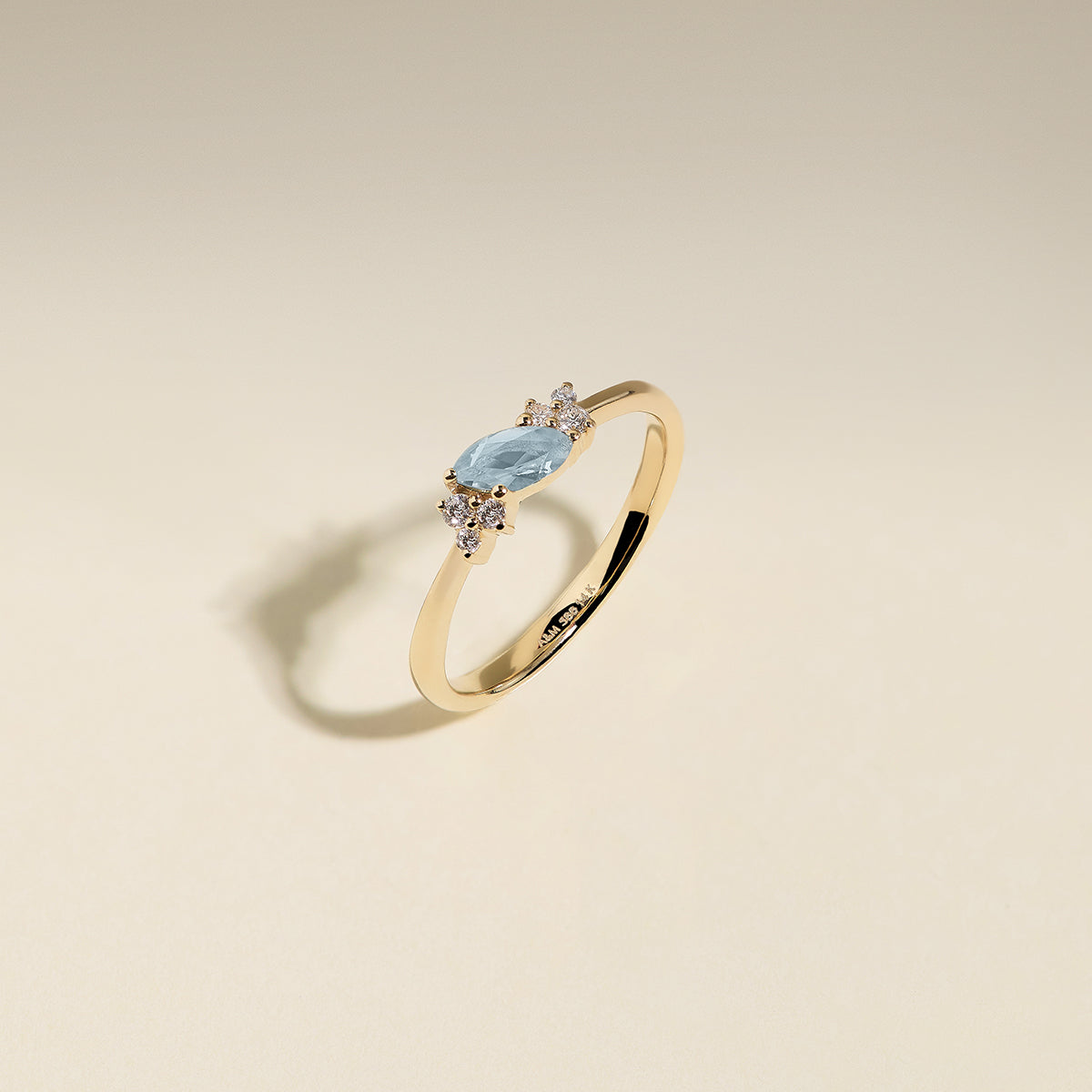 Aquamarine March Birthstone Milestone Ring in Solid Gold-Astrid & Miyu