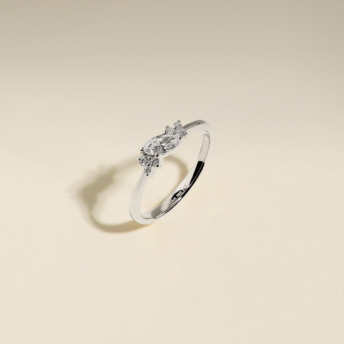 Diamond April Birthstone Milestone Ring in Solid White Gold-Astrid & Miyu