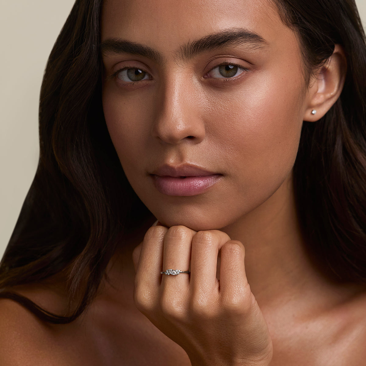 Diamond April Birthstone Milestone Ring in Solid White Gold-Astrid & Miyu