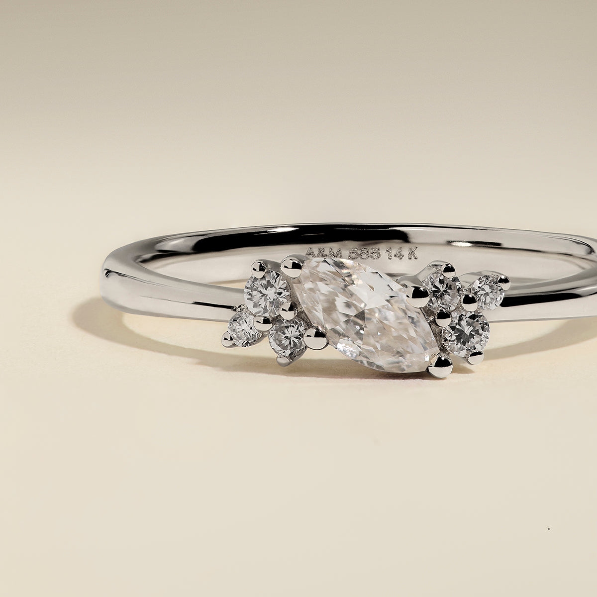 Diamond April Birthstone Milestone Ring in Solid White Gold-Astrid & Miyu