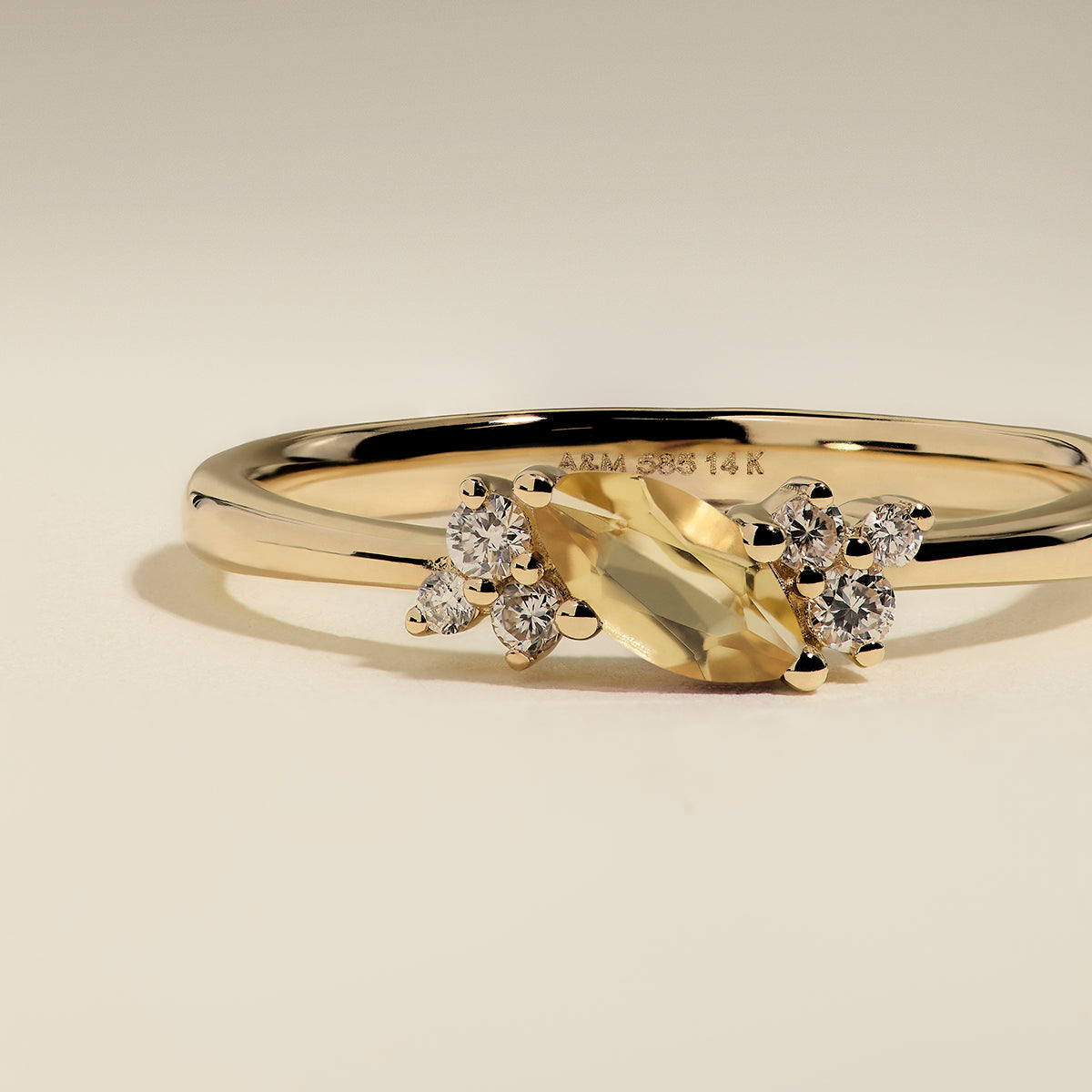 Citrine November Birthstone Milestone Ring in Solid Gold-Astrid & Miyu