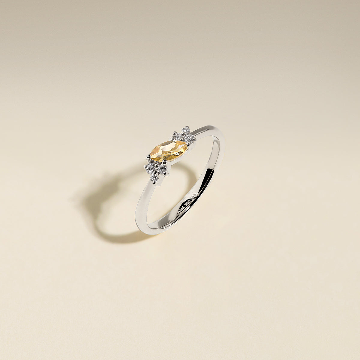 Citrine November Birthstone Milestone Ring in Solid White Gold-Astrid & Miyu