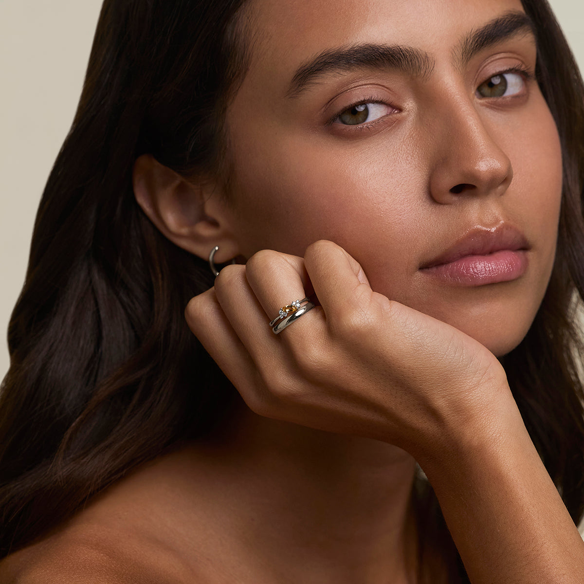 Citrine November Birthstone Milestone Ring in Solid White Gold-Astrid & Miyu