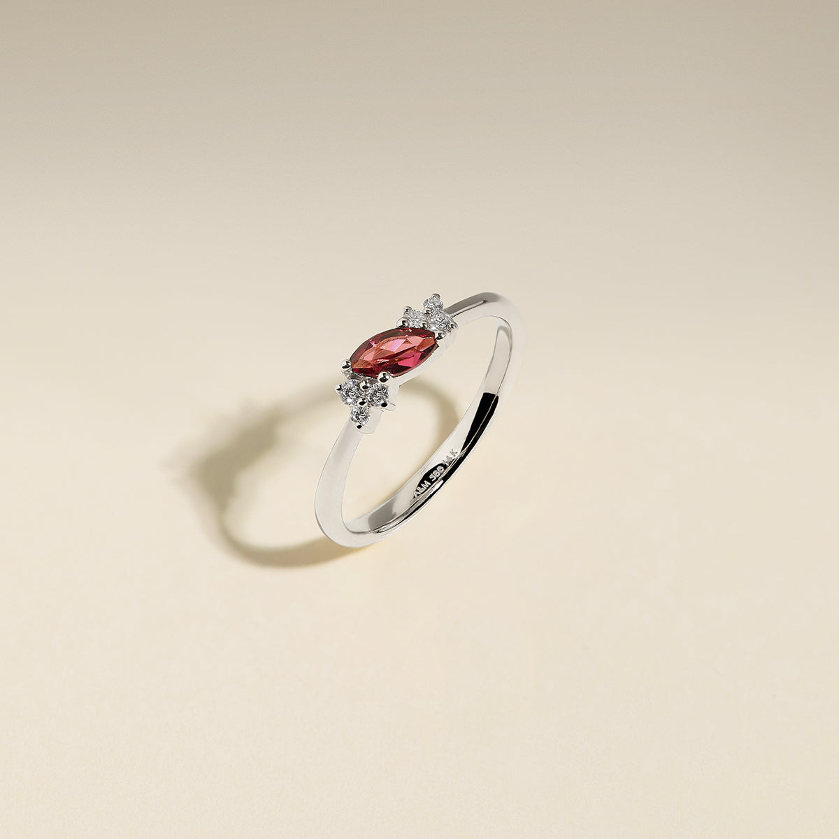 Garnet January Birthstone Milestone Ring in Solid White Gold-Astrid & Miyu