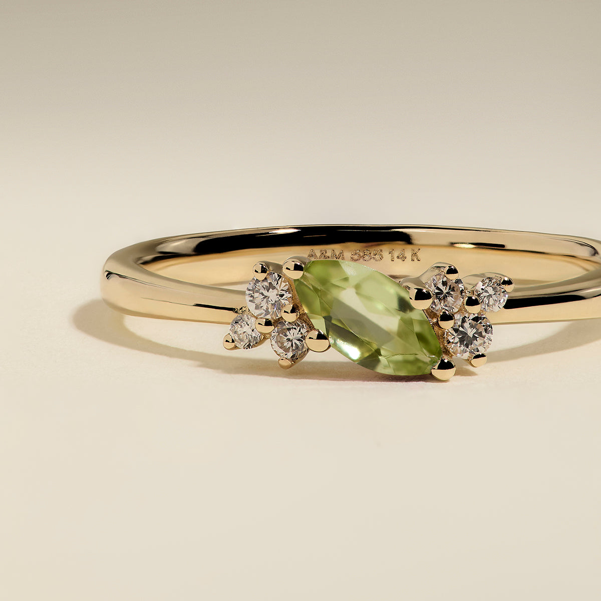 Peridot August Birthstone Milestone Ring in Solid Gold-Astrid & Miyu